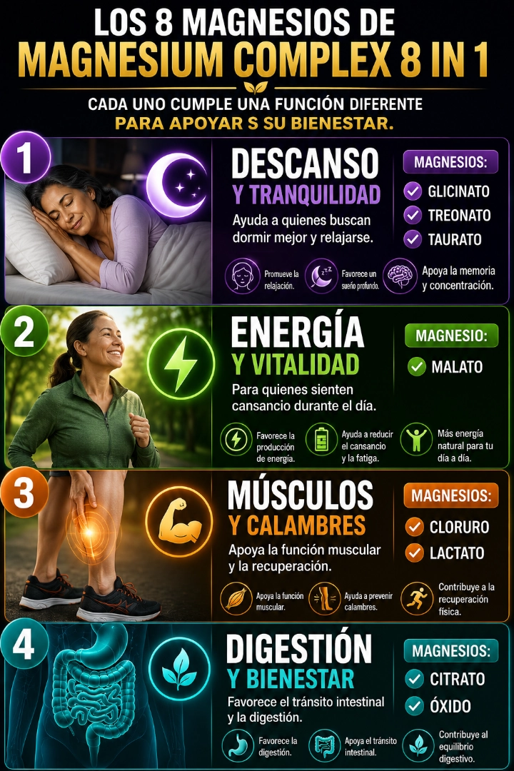 Los 8 tipos de magnesio del Magnesium Complex 8 in 1
