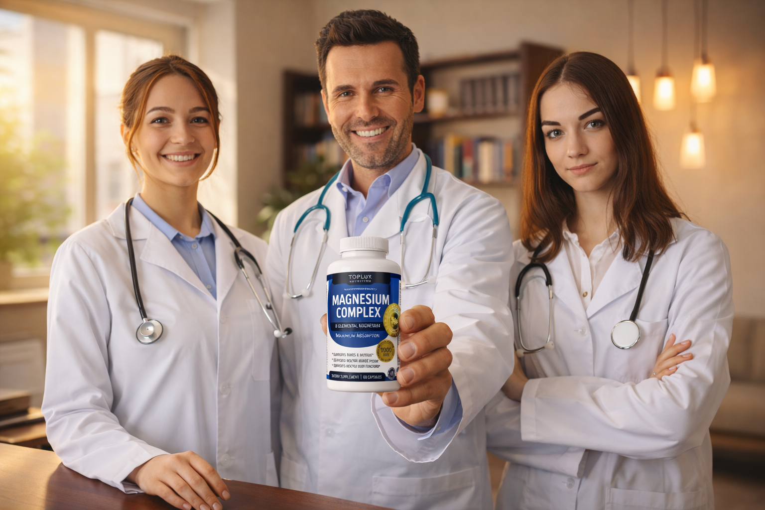 Equipo médico Nutrasalud Import recomendando Magnesium Complex original